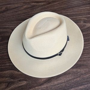 Cream Fedora Hat with Black Band
